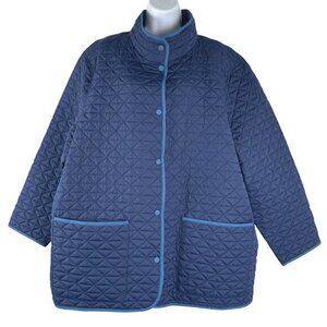 Lands' End‎ Quilted Reversible Jacket Womens 3X Blue Polyester Outdoor CJ-1942